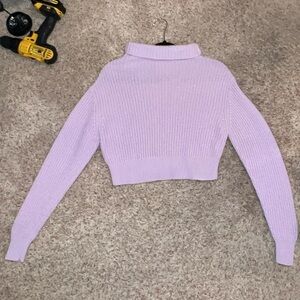 Cozy Pink / Lilac Merino Wool Knit Turtleneck Sweater